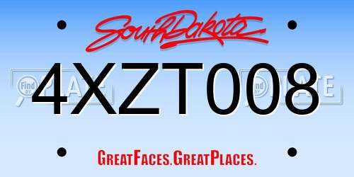 4XZT008 South Dakota License Plate