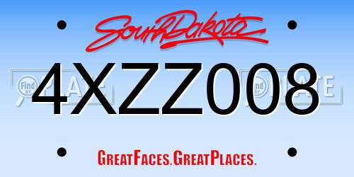 4XZZ008 South Dakota License Plate