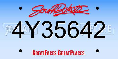 4Y35642 South Dakota License Plate