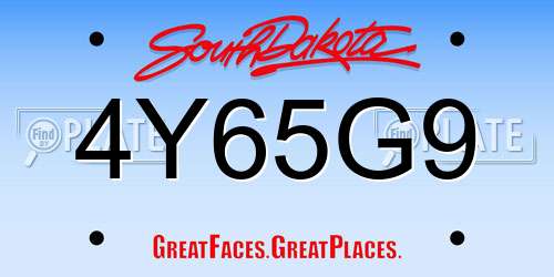 4Y65G9 South Dakota License Plate