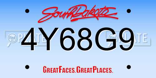 4Y68G9 South Dakota License Plate