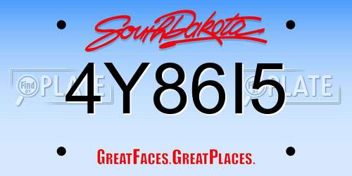 4Y86I5 South Dakota License Plate