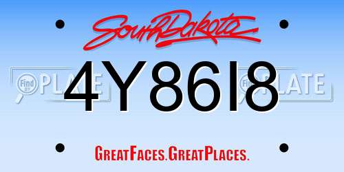 4Y86I8 South Dakota License Plate