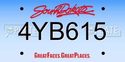 4YB615 South Dakota License Plate