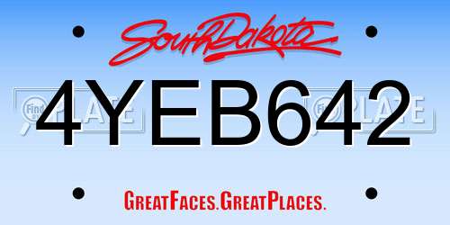 4YEB642 South Dakota License Plate