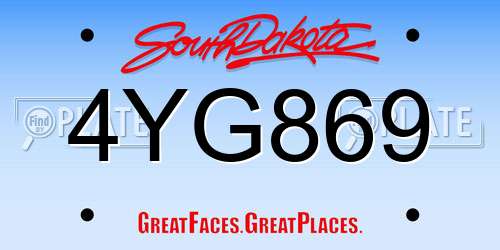 4YG869 South Dakota License Plate