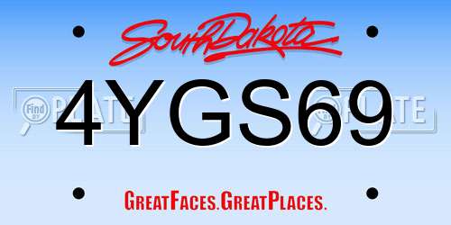 4YGS69 South Dakota License Plate
