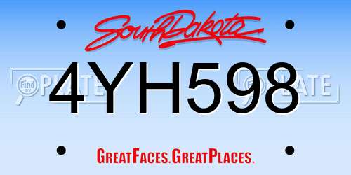 4YH598 South Dakota License Plate