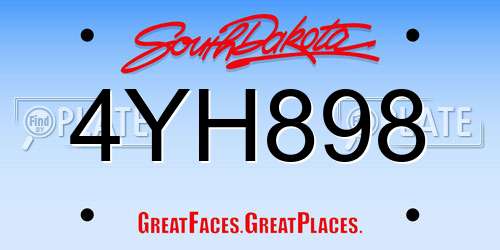 4YH898 South Dakota License Plate