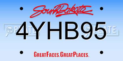 4YHB95 South Dakota License Plate