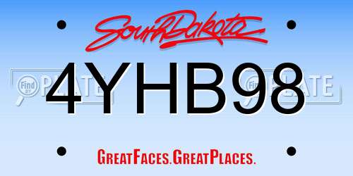 4YHB98 South Dakota License Plate