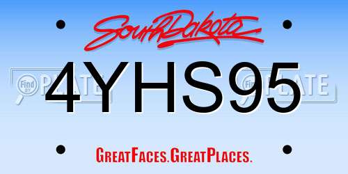 4YHS95 South Dakota License Plate
