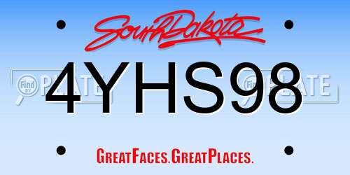 4YHS98 South Dakota License Plate