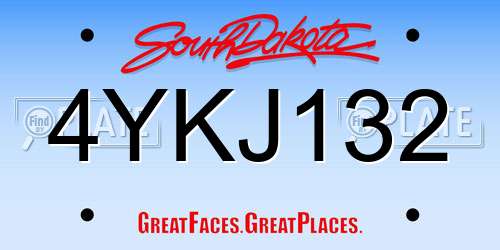 4YKJ132 South Dakota License Plate