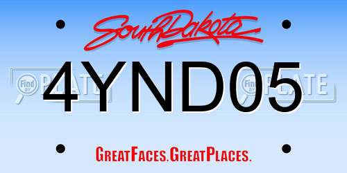 4YND05 South Dakota License Plate