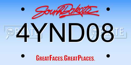 4YND08 South Dakota License Plate