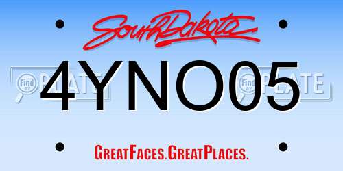 4YNO05 South Dakota License Plate
