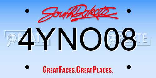 4YNO08 South Dakota License Plate