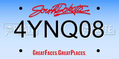 4YNQ08 South Dakota License Plate