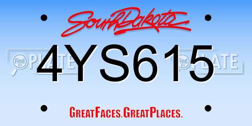 4YS615 South Dakota License Plate