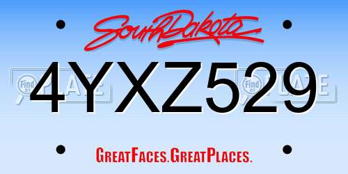 4YXZ529 South Dakota License Plate