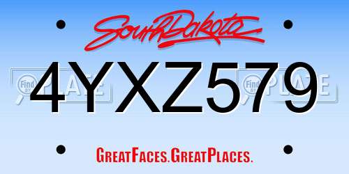 4YXZ579 South Dakota License Plate