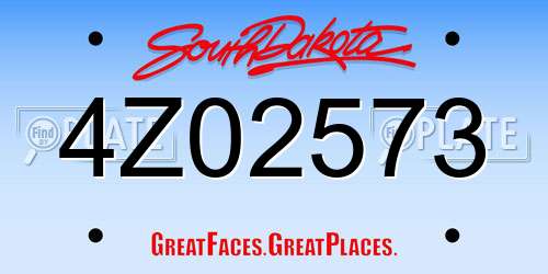 4Z02573 South Dakota License Plate