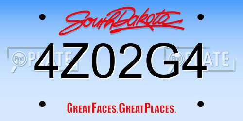 4Z02G4 South Dakota License Plate