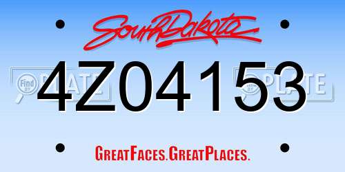 4Z04153 South Dakota License Plate