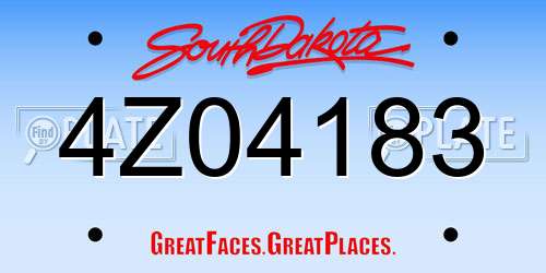 4Z04183 South Dakota License Plate