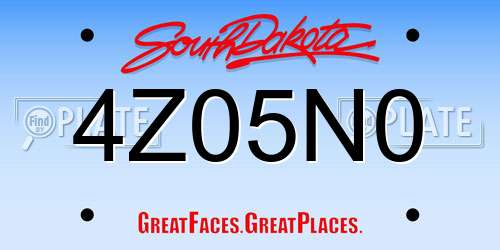 4Z05N0 South Dakota License Plate
