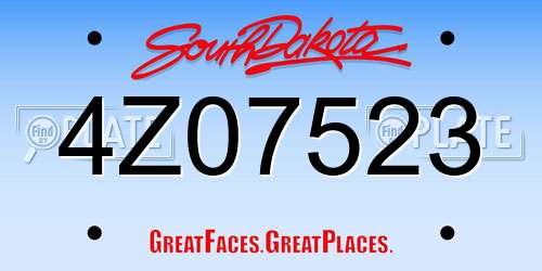 4Z07523 South Dakota License Plate