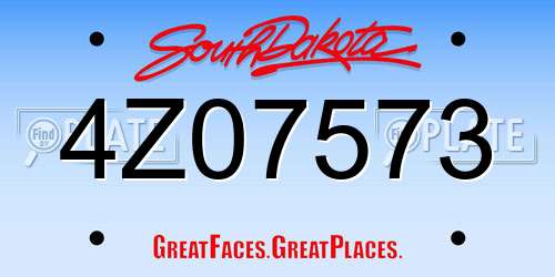 4Z07573 South Dakota License Plate