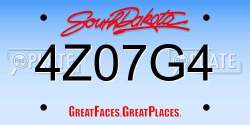 4Z07G4 South Dakota License Plate