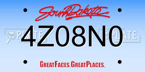 4Z08N0 South Dakota License Plate