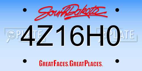 4Z16H0 South Dakota License Plate