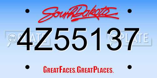 4Z55137 South Dakota License Plate