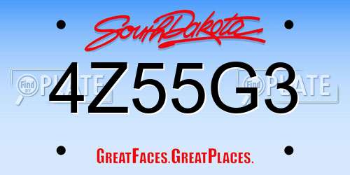 4Z55G3 South Dakota License Plate