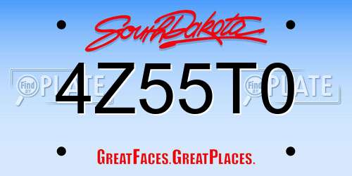 4Z55T0 South Dakota License Plate