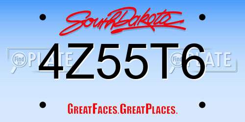 4Z55T6 South Dakota License Plate