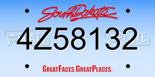 4Z58132 South Dakota License Plate