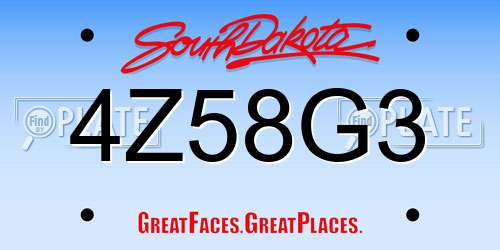 4Z58G3 South Dakota License Plate