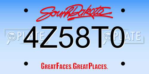 4Z58T0 South Dakota License Plate