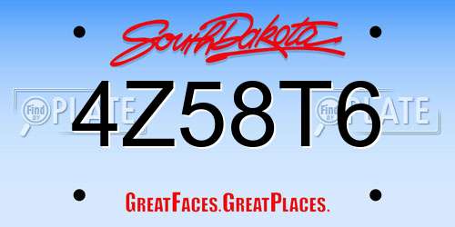 4Z58T6 South Dakota License Plate