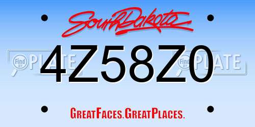 4Z58Z0 South Dakota License Plate