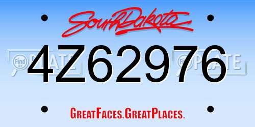 4Z62976 South Dakota License Plate