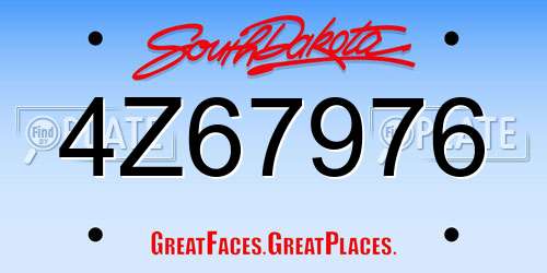 4Z67976 South Dakota License Plate