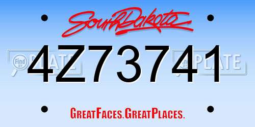 4Z73741 South Dakota License Plate