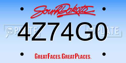 4Z74G0 South Dakota License Plate