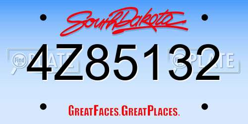 4Z85132 South Dakota License Plate